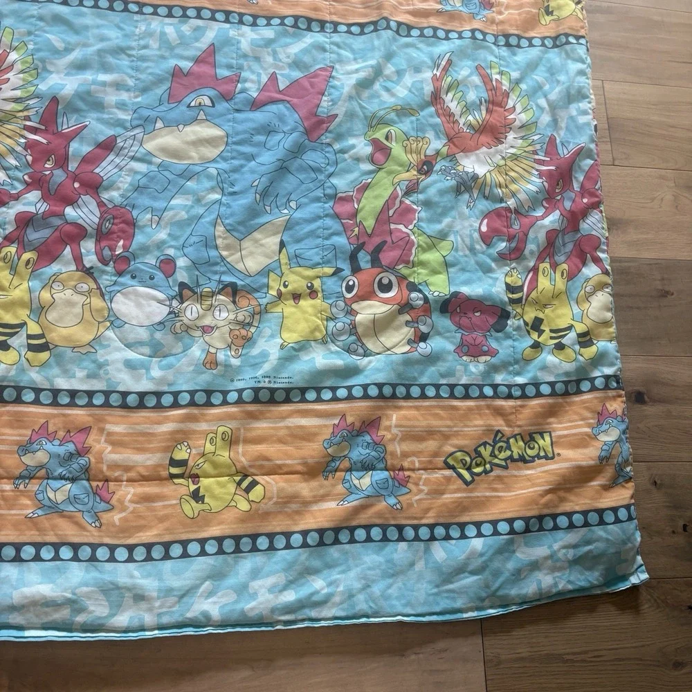 Vintage 1998 Pokemon Bed Comforter Blanket Nintendo Rare Video Game 86x58 RARE